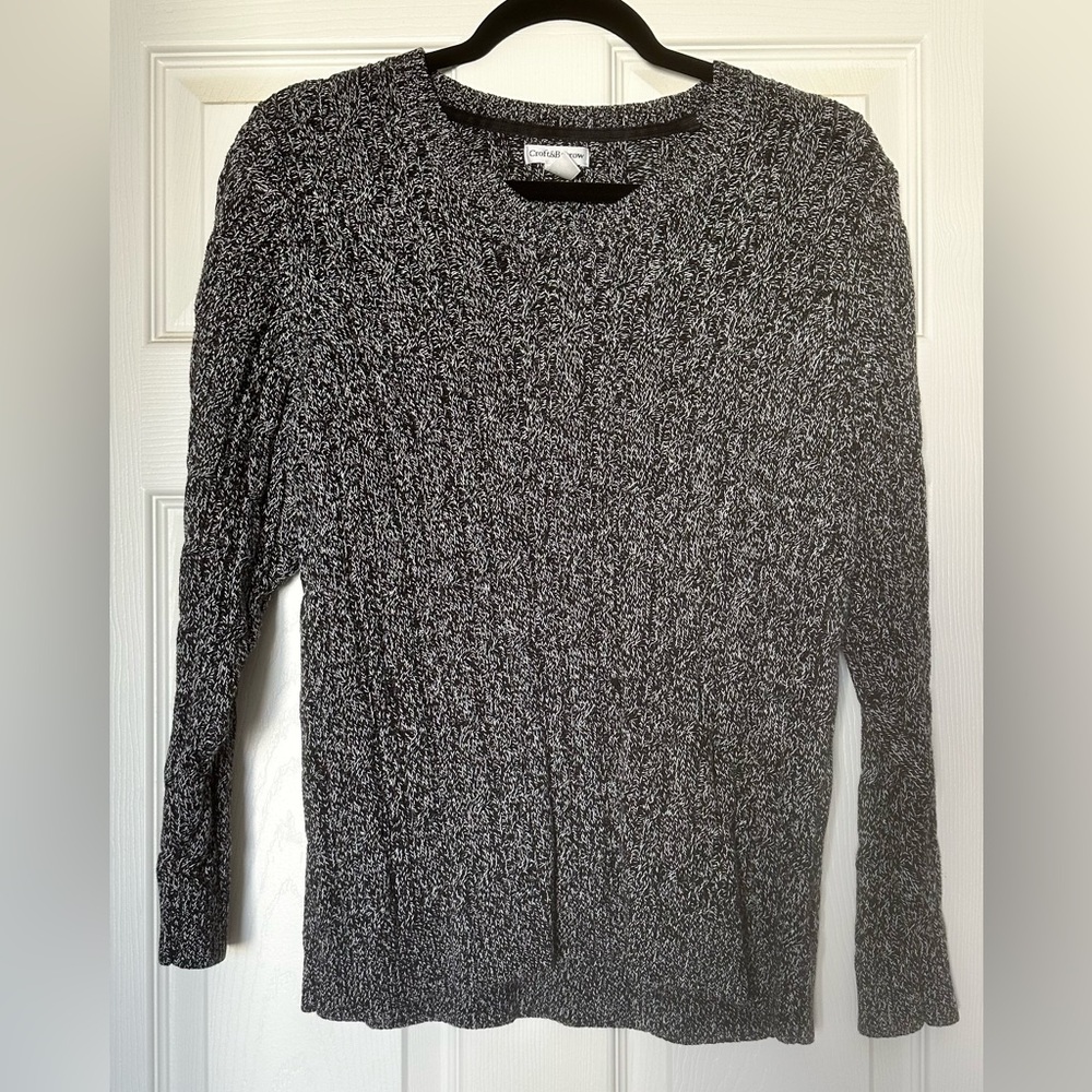 Croft & Barrow Black and White Crew Neck Sweater